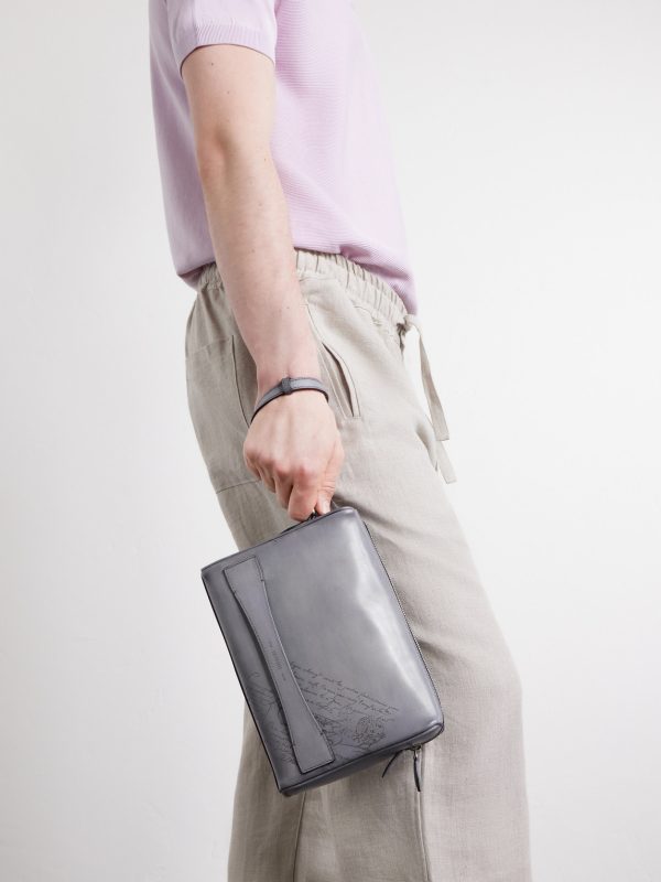 Rosewood Neo Scritto Venezia Leather Pouch - OU Rosewood Neo Scritto Venezia Leather Pouch - OU