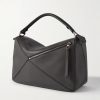 Puzzle Edge Large Logo-Debossed Full-Grain Leather Messenger Bag - BK Puzzle Edge Large Logo-Debossed Full-Grain Leather Messenger Bag - BK