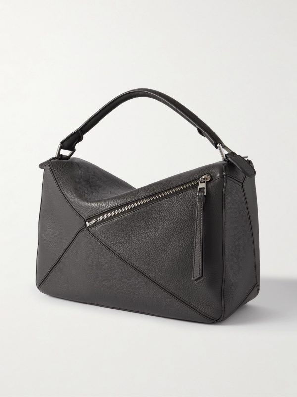 Puzzle Edge Large Logo-Debossed Full-Grain Leather Messenger Bag - BK Puzzle Edge Large Logo-Debossed Full-Grain Leather Messenger Bag - BK