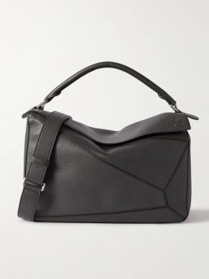 Puzzle Edge Large Logo-Debossed Full-Grain Leather Messenger Bag Puzzle Edge Large Logo-Debossed Full-Grain Leather Messenger Bag