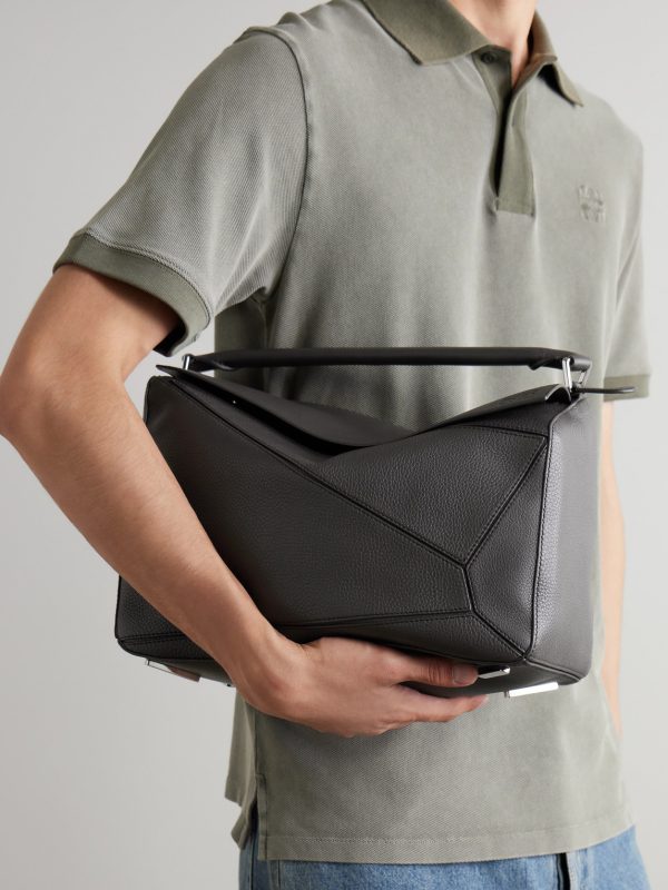 Puzzle Edge Large Logo-Debossed Full-Grain Leather Messenger Bag - OU Puzzle Edge Large Logo-Debossed Full-Grain Leather Messenger Bag - OU