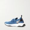 Shadow Leather-Trimmed Stretch-Knit Sneakers - BK