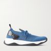 Shadow Leather-Trimmed Stretch-Knit Sneakers