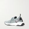 Shadow Leather-Trimmed Stretch-Knit Sneakers - BK