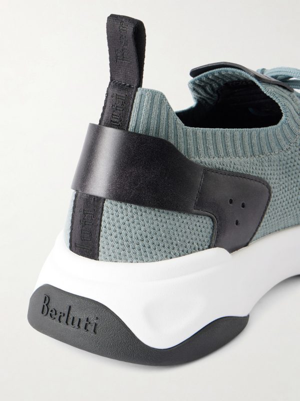 Shadow Leather-Trimmed Stretch-Knit Sneakers - CU