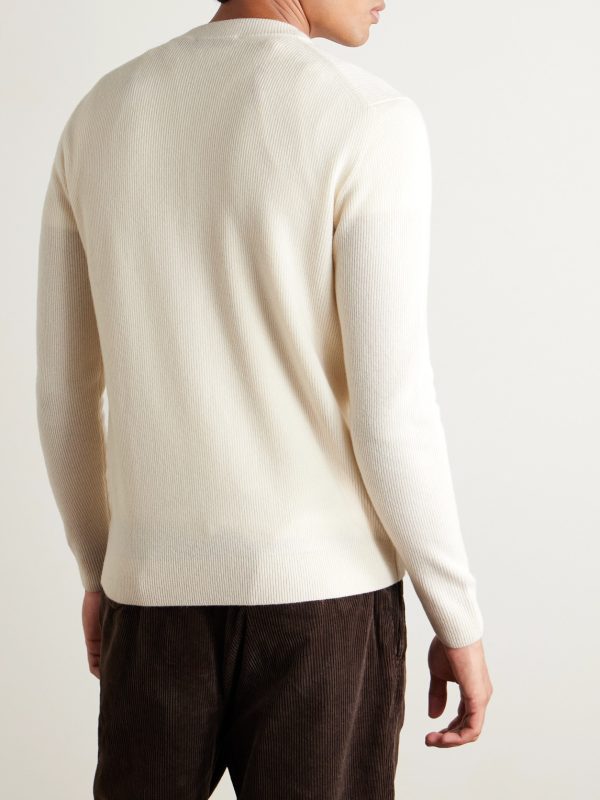 Incotex Zanone Slim-Fit Ribbed Virgin Wool Henley Sweater - BK