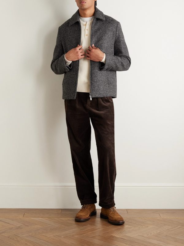 Incotex Zanone Slim-Fit Ribbed Virgin Wool Henley Sweater - OU