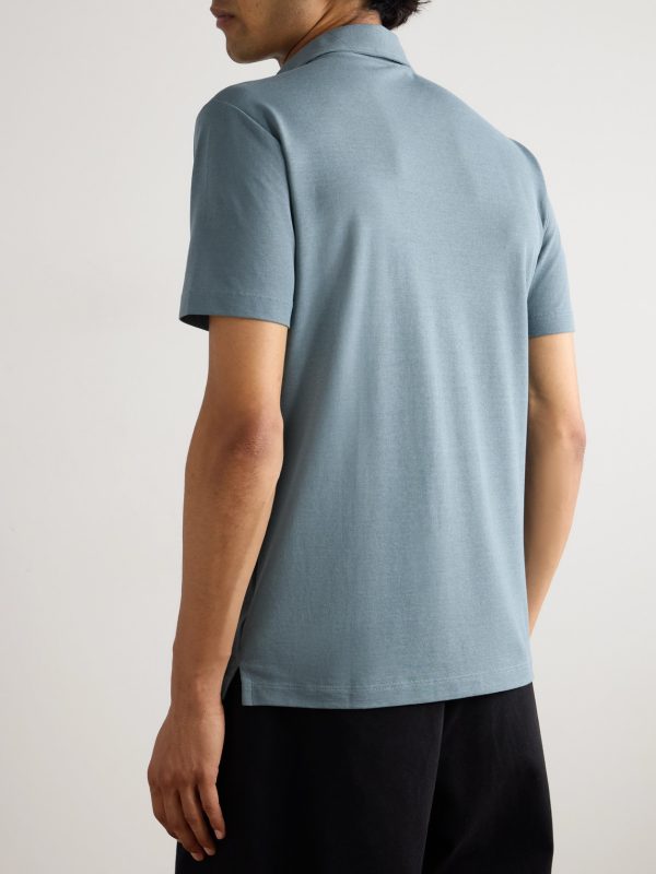Incotex Zanone Slim-Fit IceCotton Polo Shirt - BK Incotex Zanone Slim-Fit IceCotton Polo Shirt - BK
