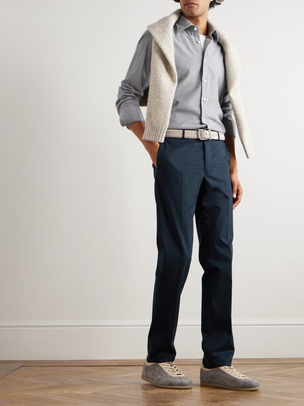 Incotex Slim-Fit Cotton and Cashmere-Blend Trousers - OU Incotex Slim-Fit Cotton and Cashmere-Blend Trousers - OU