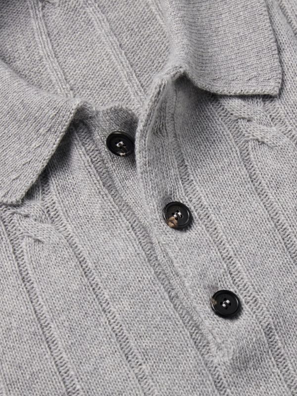 Incotex Zanone Cable-Knit Virgin Wool and Cashmere-Blend Polo Shirt - CU Incotex Zanone Cable-Knit Virgin Wool and Cashmere-Blend Polo Shirt - CU