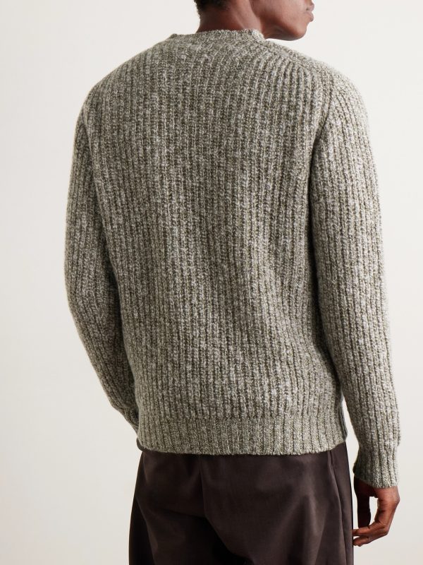 Incotex Zanone Ribbed Brushed-Wool Sweater - BK Incotex Zanone Ribbed Brushed-Wool Sweater - BK