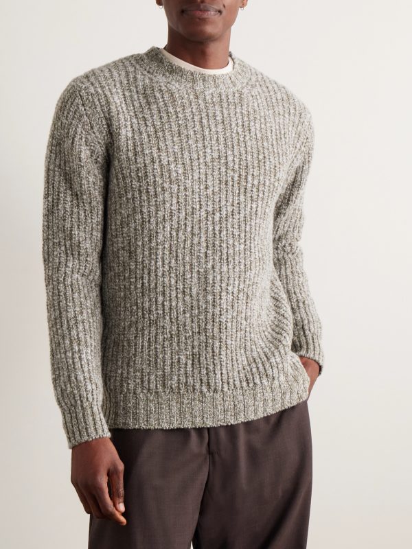 Incotex Zanone Ribbed Brushed-Wool Sweater - FR Incotex Zanone Ribbed Brushed-Wool Sweater - FR