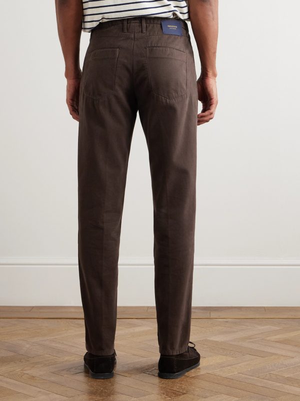 Incotex Blue Division Straight-Leg Pleated Cotton and Cashmere-Blend Twill Trousers - BK Incotex Blue Division Straight-Leg Pleated Cotton and Cashmere-Blend Twill Trousers - BK