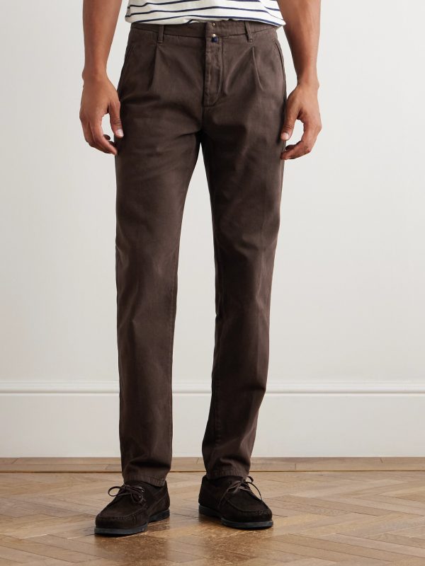Incotex Blue Division Straight-Leg Pleated Cotton and Cashmere-Blend Twill Trousers - FR Incotex Blue Division Straight-Leg Pleated Cotton and Cashmere-Blend Twill Trousers - FR