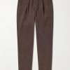 Incotex Blue Division Straight-Leg Pleated Cotton and Cashmere-Blend Twill Trousers Incotex Blue Division Straight-Leg Pleated Cotton and Cashmere-Blend Twill Trousers
