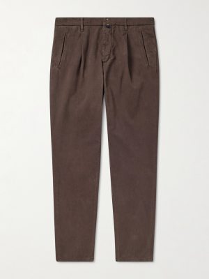 Incotex Blue Division Straight-Leg Pleated Cotton and Cashmere-Blend Twill Trousers Incotex Blue Division Straight-Leg Pleated Cotton and Cashmere-Blend Twill Trousers