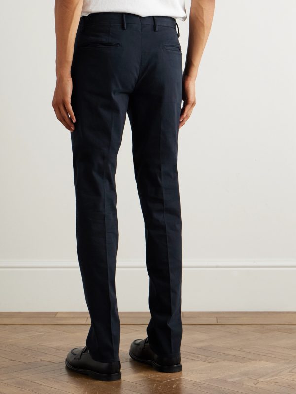 Incotex Straight-Leg Cotton-Blend Twill Trousers - BK