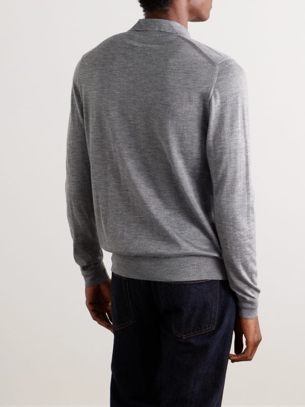 Incotex Slim-Fit Cashmere and Silk-Blend Polo Shirt - BK Incotex Slim-Fit Cashmere and Silk-Blend Polo Shirt - BK