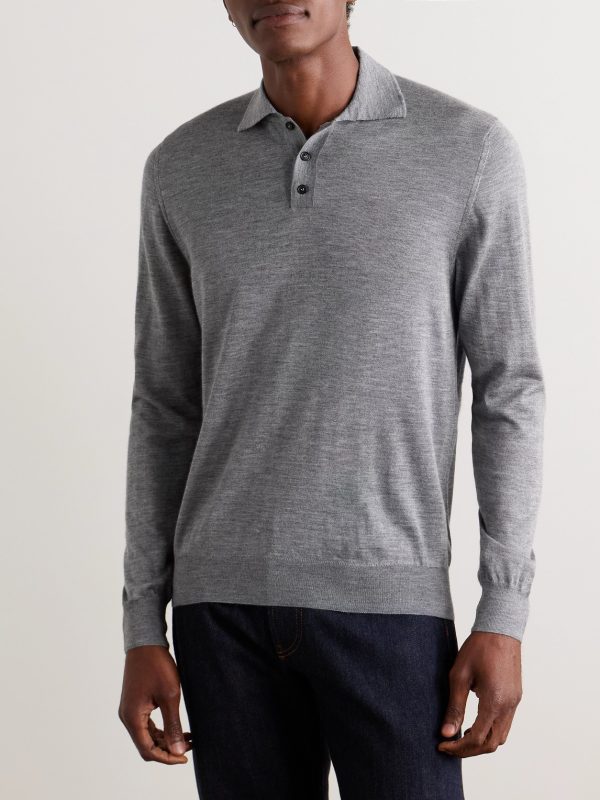 Incotex Slim-Fit Cashmere and Silk-Blend Polo Shirt - FR Incotex Slim-Fit Cashmere and Silk-Blend Polo Shirt - FR