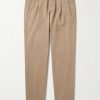 Incotex Blue Division Straight-Leg Pleated Cotton and Cashmere-Blend Twill Trousers Incotex Blue Division Straight-Leg Pleated Cotton and Cashmere-Blend Twill Trousers
