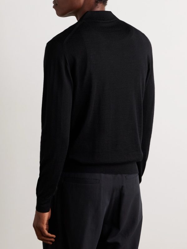 Incotex Zanone Slim-Fit Cashmere and Silk-Blend Polo Shirt - BK Incotex Zanone Slim-Fit Cashmere and Silk-Blend Polo Shirt - BK