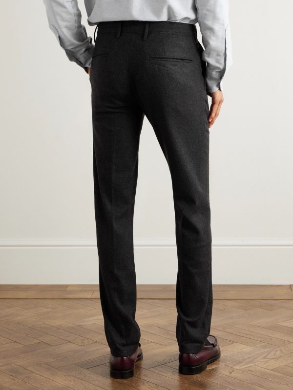 Incotex Slim-Fit Straight-Leg Virgin Wool-Blend Trousers - BK Incotex Slim-Fit Straight-Leg Virgin Wool-Blend Trousers - BK