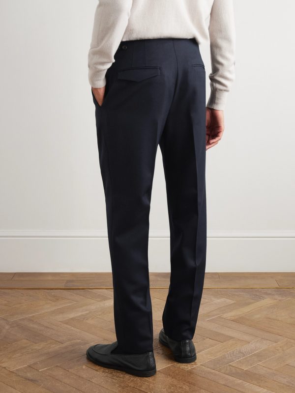 Incotex Tapered Pleated Virgin Wool-Twill Trousers - BK