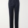 Incotex Tapered Pleated Virgin Wool-Twill Trousers