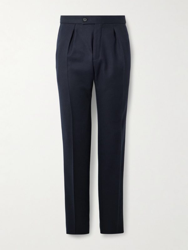 Incotex Tapered Pleated Virgin Wool-Twill Trousers