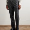 Incotex Tapered Pleated Wool and Cashmere-Blend Trousers - FR Incotex Tapered Pleated Wool and Cashmere-Blend Trousers - FR