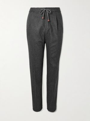 Incotex Tapered Pleated Wool and Cashmere-Blend Trousers