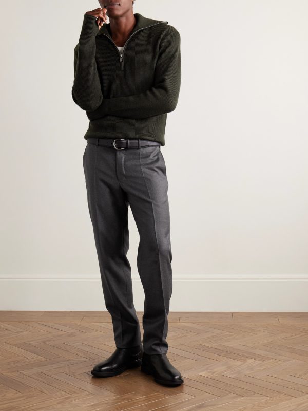 Incotex Slim-Fit Brushed Cotton-Blend Twill Trousers - OU Incotex Slim-Fit Brushed Cotton-Blend Twill Trousers - OU