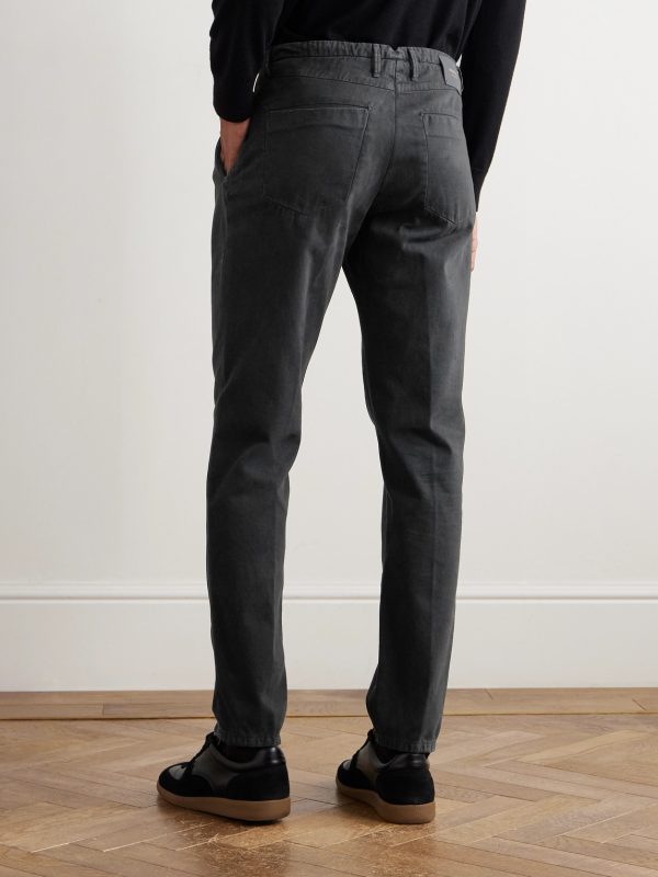 Incotex Blue Division Straight-Leg Pleated Cotton and Cashmere-Blend Twill Trousers - BK Incotex Blue Division Straight-Leg Pleated Cotton and Cashmere-Blend Twill Trousers - BK