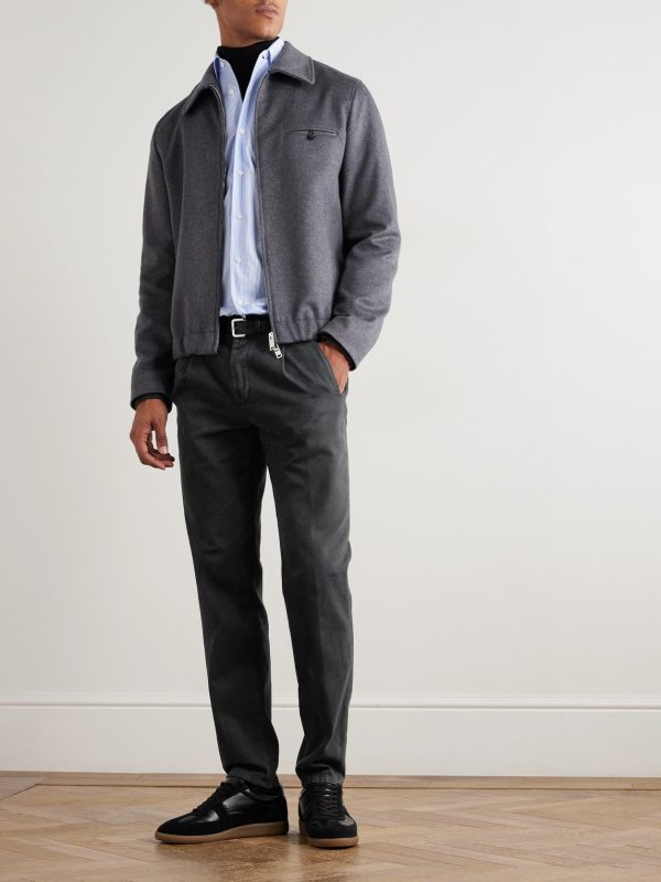 Incotex Blue Division Straight-Leg Pleated Cotton and Cashmere-Blend Twill Trousers - OU Incotex Blue Division Straight-Leg Pleated Cotton and Cashmere-Blend Twill Trousers - OU