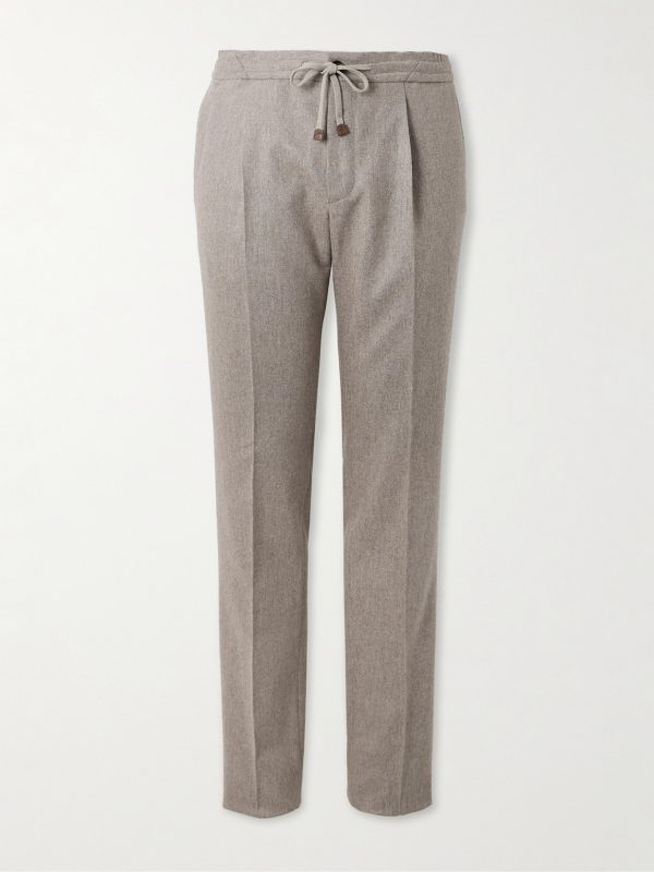 Incotex Tapered Pleated Wool and Cashmere-Blend Trousers Incotex Tapered Pleated Wool and Cashmere-Blend Trousers