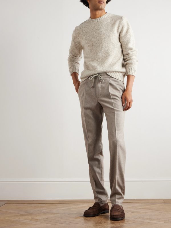 Incotex Tapered Pleated Wool and Cashmere-Blend Trousers - OU Incotex Tapered Pleated Wool and Cashmere-Blend Trousers - OU