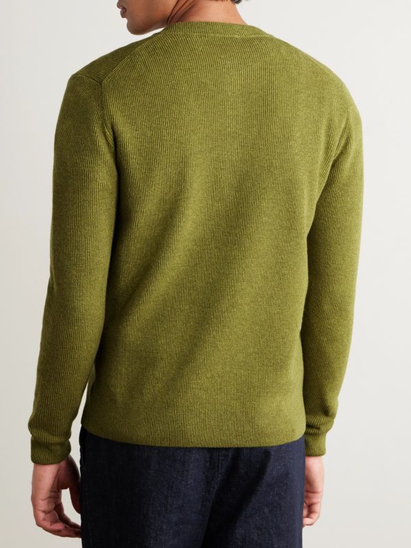 Incotex Zanone Slim-Fit Ribbed Virgin Wool Henley Sweater - BK