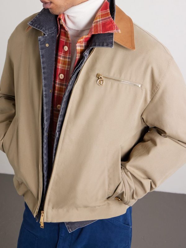 Leather-Trimmed Padded Cotton-Canvas Blouson Jacket - CU Leather-Trimmed Padded Cotton-Canvas Blouson Jacket - CU