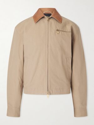 Leather-Trimmed Padded Cotton-Canvas Blouson Jacket Leather-Trimmed Padded Cotton-Canvas Blouson Jacket