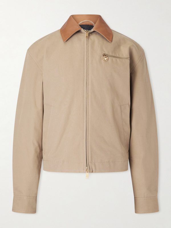 Leather-Trimmed Padded Cotton-Canvas Blouson Jacket Leather-Trimmed Padded Cotton-Canvas Blouson Jacket