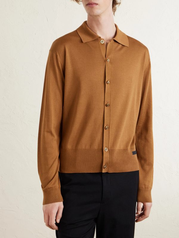 Logo-Appliquéd Silk and Cotton-Blend Cardigan - FR Logo-Appliquéd Silk and Cotton-Blend Cardigan - FR