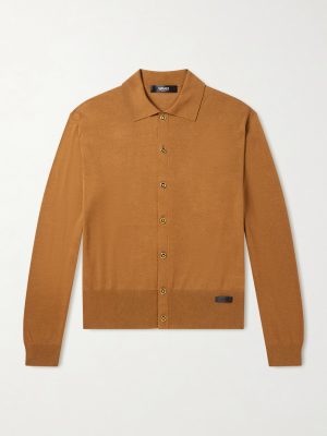 Logo-Appliquéd Silk and Cotton-Blend Cardigan Logo-Appliquéd Silk and Cotton-Blend Cardigan
