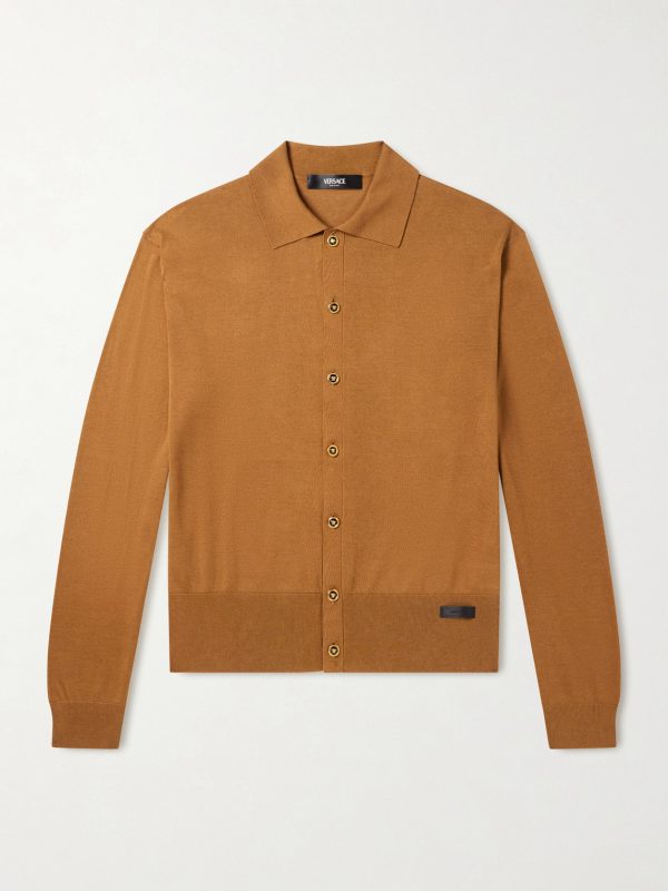 Logo-Appliquéd Silk and Cotton-Blend Cardigan Logo-Appliquéd Silk and Cotton-Blend Cardigan