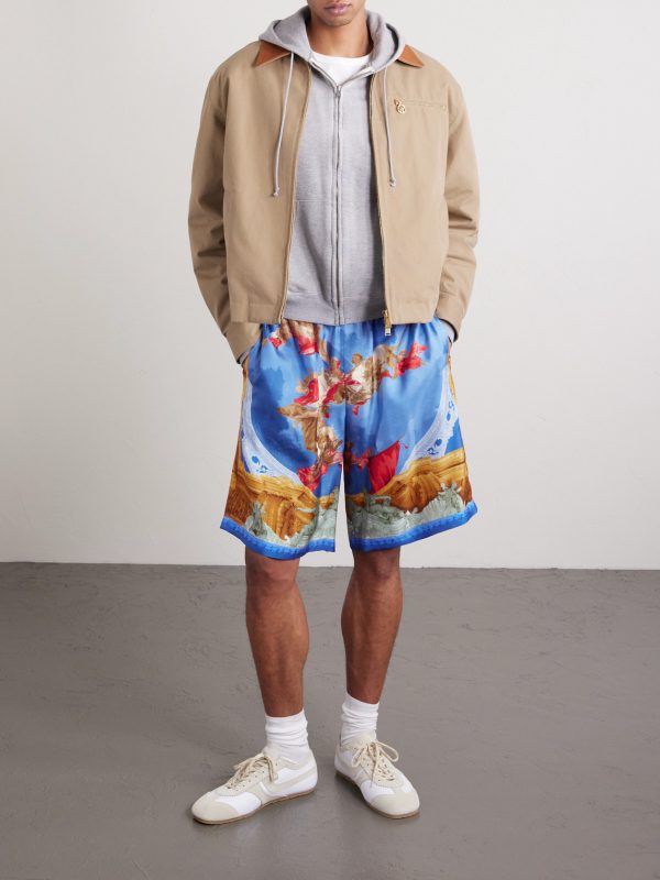 Affresco Printed Silk-Twill Shorts - OU
