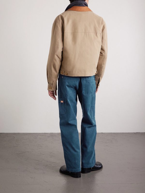 Straight-Leg Cotton-Canvas Trousers - BK Straight-Leg Cotton-Canvas Trousers - BK