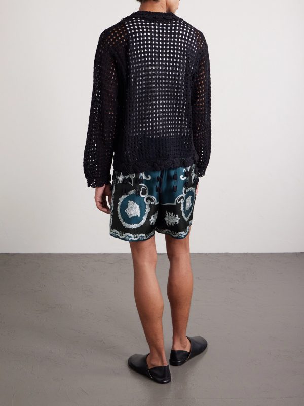 Mythic Baroque Straight-Leg Printed Silk-Twill Shorts - BK
