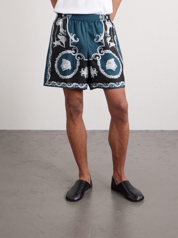 Mythic Baroque Straight-Leg Printed Silk-Twill Shorts - FR
