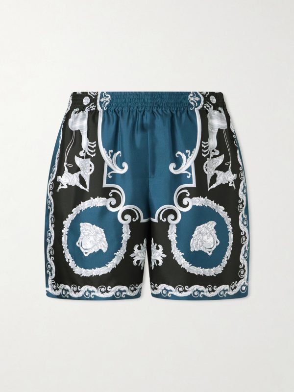 Mythic Baroque Straight-Leg Printed Silk-Twill Shorts