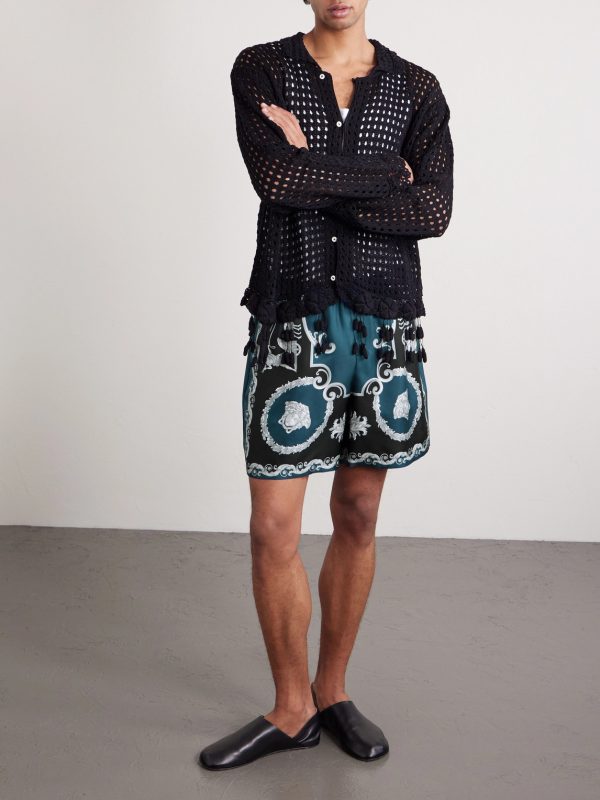 Mythic Baroque Straight-Leg Printed Silk-Twill Shorts - OU