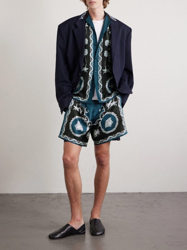 Mythic Baroque Straight-Leg Printed Silk-Twill Shorts - OU2